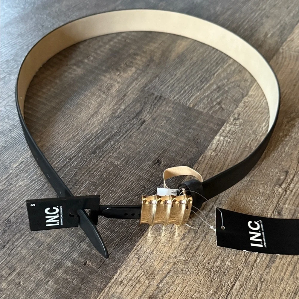 INC International Concepts Black and Gold Belt
